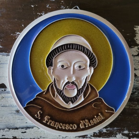 Creazioni Luciano Saint Francis Assisi Relief Ceramic Plaque, Pet Lover Gift - Picture 2 of 5